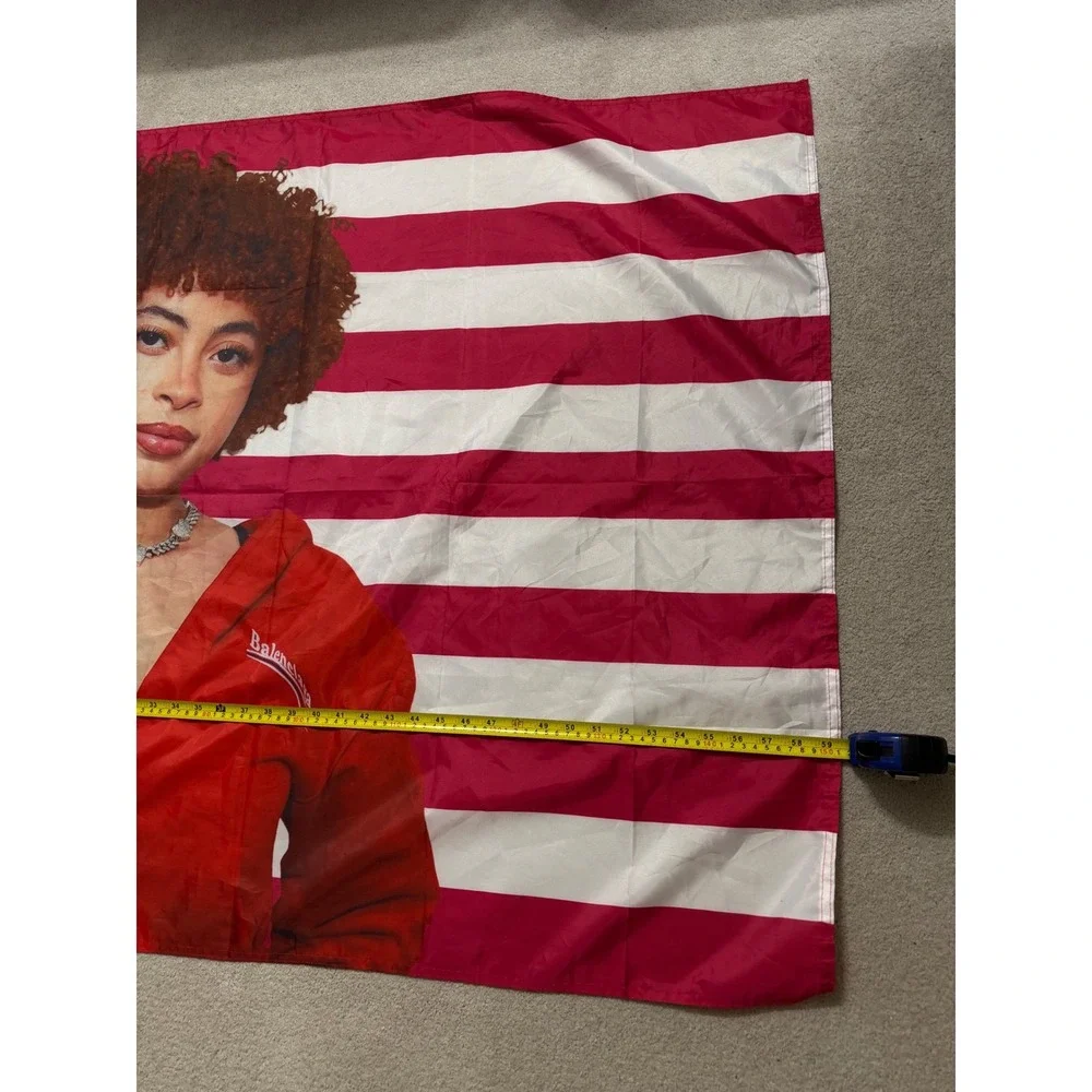 Ice Spice American Flag Tapestry Red Balenciaga Jacket Banner Wall‎ Decor 3x5 ft